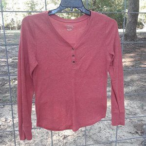 Boys' Time & Tru Long-sleeved Waffle Knit Henley Style Shirt L